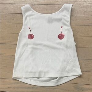 Cherry Print White Kids Tank Top